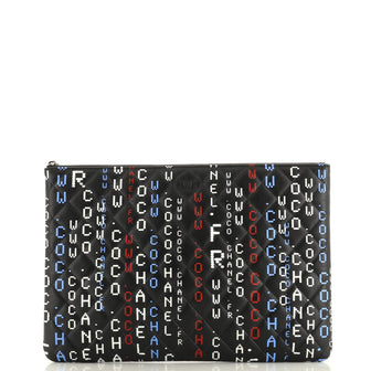 Chanel Data Center O Case Clutch Quilted Printed Lambskin Large