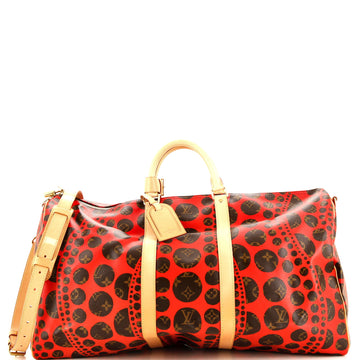Louis Vuitton Keepall Bandouliere Bag Limited Edition Kusama Pumpkin Dots Monogram Canvas 55