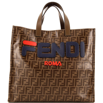 Fendi Mania Logo Shopper Tote Zucca Coated Canvas Large