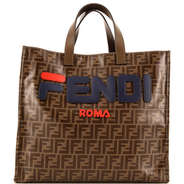 Fendi Mania Logo Shopper Tote Zucca Coated Canvas Large