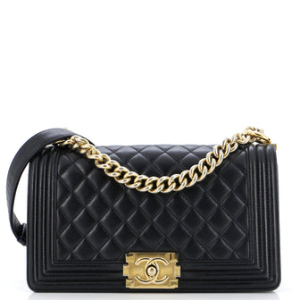 Chanel Boy Flap Bag Quilted Lambskin Old Medium