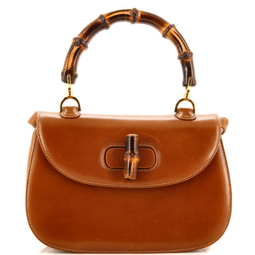Gucci Vintage Convertible Bamboo Top Handle Bag Leather Medium