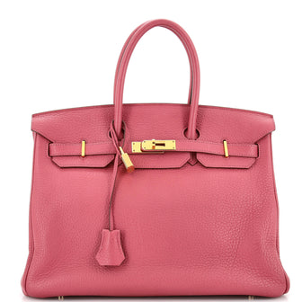 Hermes Birkin Handbag Pink Clemence with Gold Hardware 35