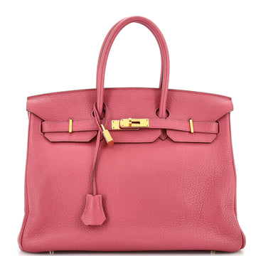 Hermes Birkin Handbag Pink Clemence with Gold Hardware 35