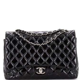 Chanel Classic Double Flap Bag Quilted Patent Maxi