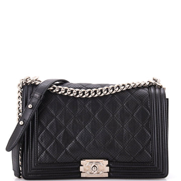 Chanel Boy Flap Bag Quilted Perforated Lambskin New Medium