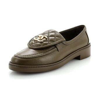 Chanel Women's CC Loafers Quilted Leather