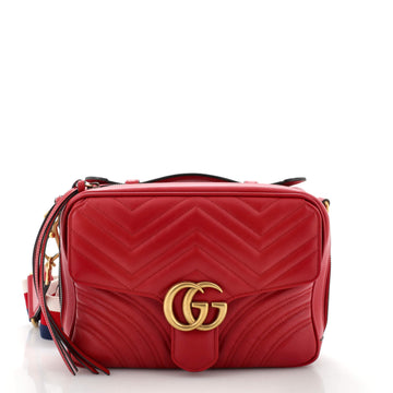Gucci GG Marmont Zip Around Camera Bag Matelasse Leather Small
