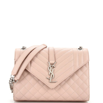 Saint Laurent Classic Monogram Envelope Satchel Mixed Matelasse Leather Medium