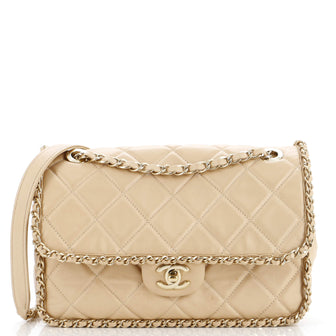 Chanel Running Chain Around Flap Bag Quilted Crumpled Calfskin Medium