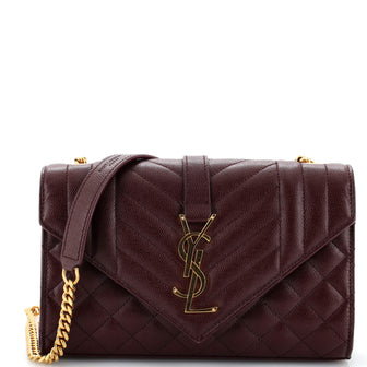 Saint Laurent Classic Monogram Envelope Satchel Mixed Matelasse Leather Small