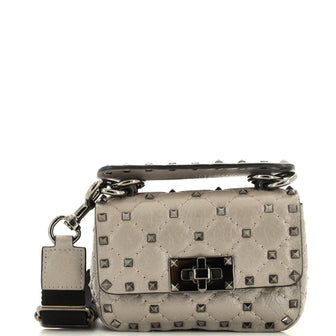 Valentino Garavani Rockstud Spike Flap Bag Quilted Leather Micro