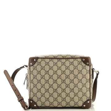 Gucci Trunk Shoulder Bag GG Coated Canvas with Studded Leather