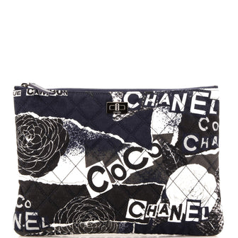 Chanel Reissue 2.55 O Case Pouch Quilted Printed Jersey Medium