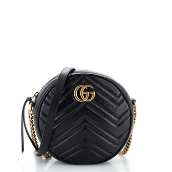 Gucci GG Marmont Round Shoulder Bag Matelasse Leather Mini