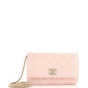 Chanel Twisted Crystals CC Wallet on Chain Quilted Caviar