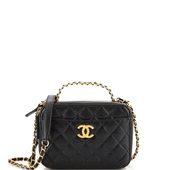 Chanel Pick Me Up Logo Handle Vanity Case Quilted Caviar Small
