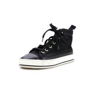 Chanel Women's CC Cap Toe High-Top Sneakers Canvas and Leather