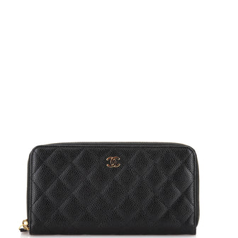 Chanel Zip Around Wallet Quilted Caviar Long