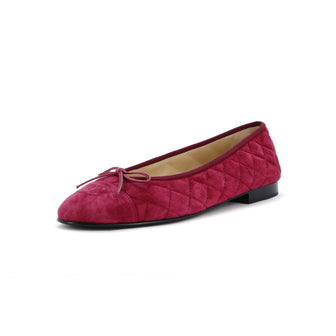 Chanel Women's CC Cap Toe Bow Ballerina Flats Quilted Suede