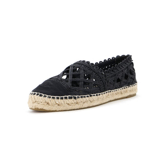 Chanel Women's CC Cap Toe Espadrilles Cut Out Raffia