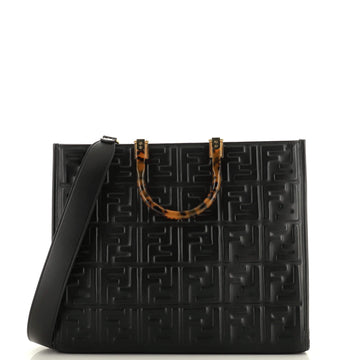 Fendi Sunshine Shopper Tote Zucca Embossed Leather Medium