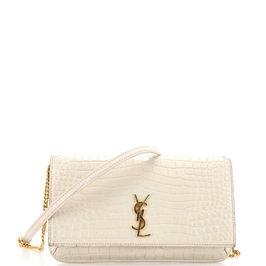 Crocodile Ysl White And Gold Bag Yves Saint Laurent Silver Kate