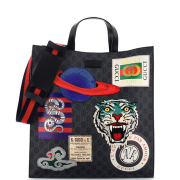 Gucci Courrier Convertible Soft Open Tote GG Coated Canvas with Applique North South