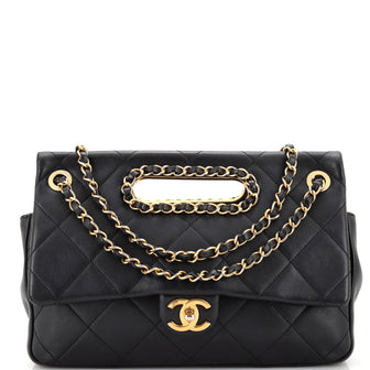 Chanel A Real Catch Flap Bag Quilted Lambskin Large