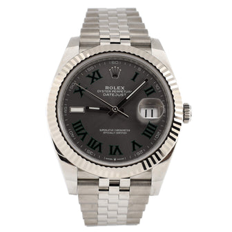 Rolex Oyster Perpetual Datejust Wimbledon Automatic Watch Stainless Steel and White Gold 41