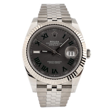 Rolex Oyster Perpetual Datejust Wimbledon Automatic Watch Stainless Steel and White Gold 41