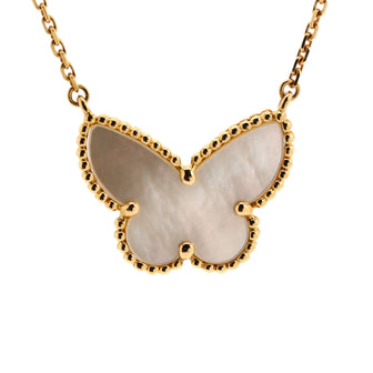 Van Cleef & Arpels Lucky Alhambra Papillon Pendant Necklace 18K Yellow Gold and Mother of Pearl