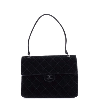 Chanel Vintage CC Flap Shoulder Bag Quilted Velvet Medium