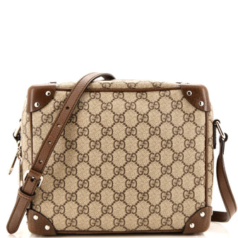 Gucci Trunk Shoulder Bag GG Coated Canvas with Studded Leather