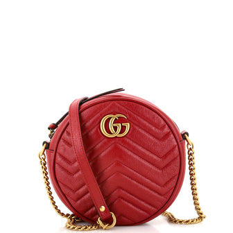 Gucci GG Marmont Round Shoulder Bag Matelasse Leather Mini