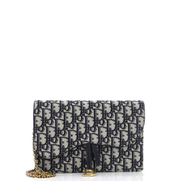 Christian Dior Saddle Chain Clutch Oblique Canvas