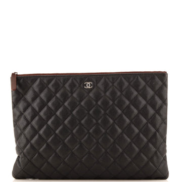 Chanel O Case Clutch Quilted Caviar Large