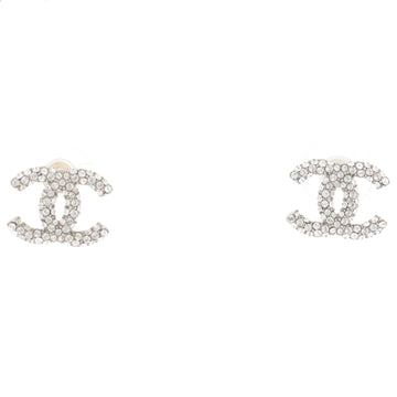 Chanel CC Stud Earrings Metal with Crystals