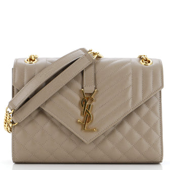 Saint Laurent Classic Monogram Envelope Satchel Mixed Matelasse Leather Medium