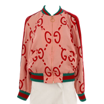 Gucci Women's Zip Bomber Jacket Jumbo GG Silk