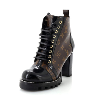 Louis Vuitton Women's Star Trail Ankle Boots Monogram Canvas with Patent