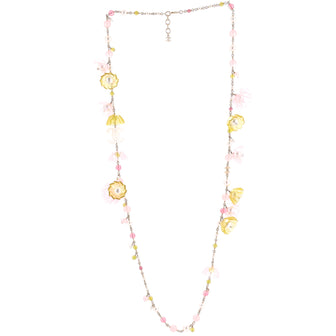 Chanel CC Flowers Long Necklace Metal with Resin, Crystals and Faux Pearls