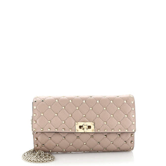 Valentino Garavani Rockstud Spike Wallet on Chain Quilted Leather Small