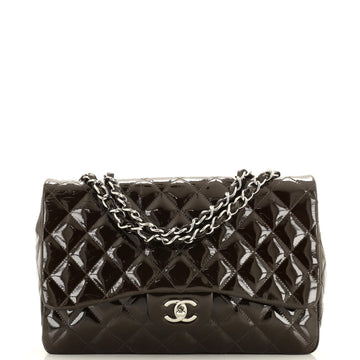 Chanel Vintage Classic Single Flap Bag Quilted Patent Jumbo