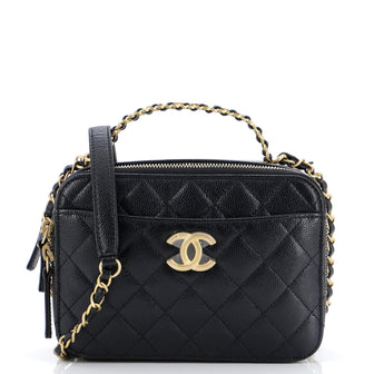 Chanel Pick Me Up Logo Handle Vanity Case Quilted Caviar Small