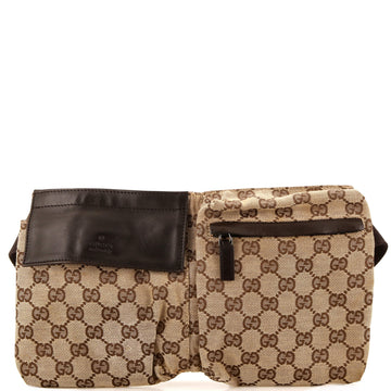 Gucci Vintage Double Belt Bag GG Canvas Small