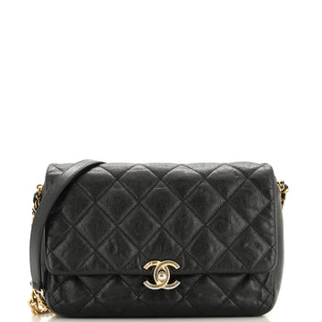 Chanel Chain Melody Flap Bag Quilted Caviar Medium
