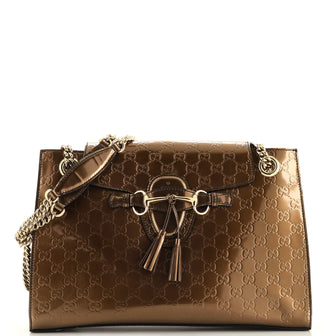 Gucci Emily Chain Flap Bag Guccissima Patent Medium