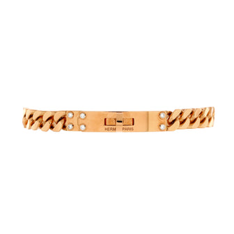 Hermes Kelly Gourmette Bracelet 18K Rose Gold with Diamonds Very Small