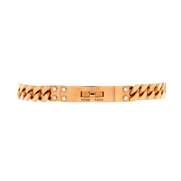 Hermes Kelly Gourmette Bracelet 18K Rose Gold with Diamonds Very Small